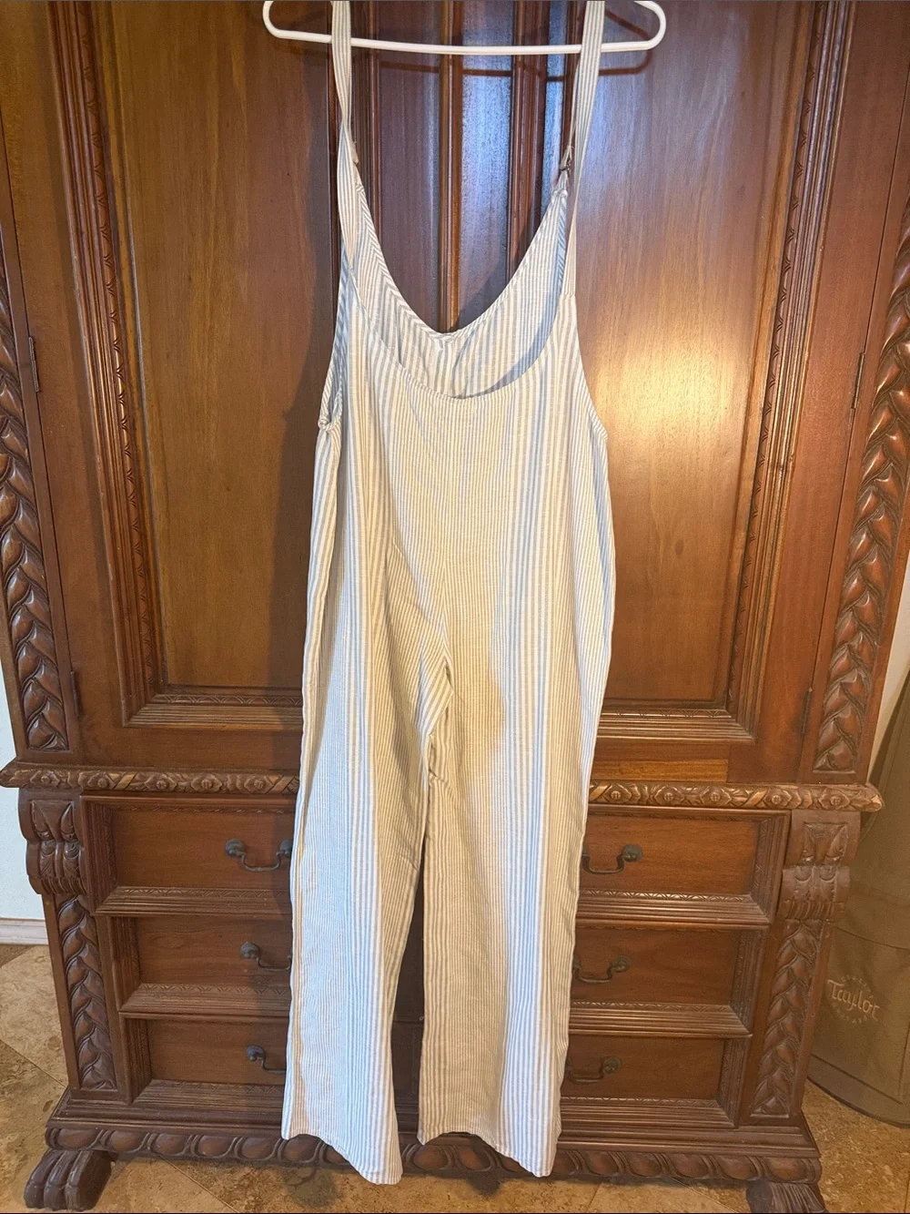 Amuse Light grey Stripe Linen-Blend Jumpsuit - Picture 3 of 4
